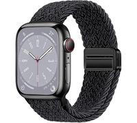 QKEPCY Correa Trenzada Nylon Cierre Magnético Compatible Series 42 44 45 52mm Ajustable Pulsera Reloj Smartwatch Repuesto Elástica(Negro/42/44/45/49 mm)