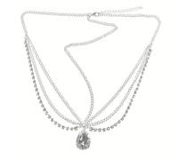 QKEPCY Diadema Cadena Frente Gota Cristal Multicapa Bohemio Accesorio Cabello Elegante Joya Cabeza Mujer Fiesta Boda Ceremonia