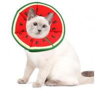 QKEPCY Diseño Frutal Collar Gato Recuperación Ajustable Collar Isabelino Gatos Suave y Cómodo Impermeable para la Recuperación Post Quirúrgica(Rojo-M)