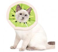 QKEPCY Diseño Frutal Collar Gato Recuperación Ajustable Collar Isabelino Gatos Suave y Cómodo Impermeable para la Recuperación Post Quirúrgica(Verde-M)