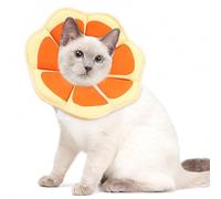 QKEPCY Diseño Frutal Collar Gato Recuperación Ajustable Collar Isabelino Gatos Suave y Cómodo Impermeable para la Recuperación Post Quirúrgica(Naranja-S)