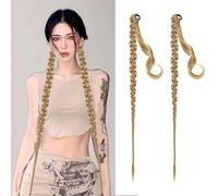 QKEPCY Extension de Pelo Coleta Trenzada, 2 Piezas 70cm Larga Coleta Postiza de pelo Extensiones de Cola de Caballo Sintético Natural Postizo Trenza para Mujer Chica