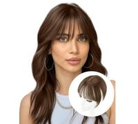 QKEPCY Flequillo Francés Postizo Explosiones de Aire 3D Clip en el Cabello Hair Clip in Bangs Fringe con Patillas Cabello Remy Hair Limpio Pieza Flequillo Templo Extensión para Mujeres
