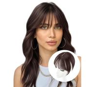 QKEPCY Flequillo Francés Postizo Explosiones de Aire 3D Clip en el Cabello Hair Clip in Bangs Fringe con Patillas Cabello Remy Hair Limpio Pieza Flequillo Templo Extensión para Mujeres