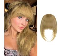 QKEPCY Flequillo Postizo Natural Cabello Humano Clip Extensiones Pelo Franja Frontal Ajustable Accesorio Peinado Mujer