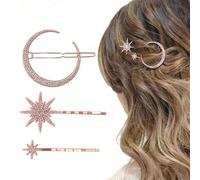 QKEPCY Horquillas Luna Estrella Brillantes Accesorios Cabello Decorativos Pinzas Pelo Elegantes Sujetadores Peinado Mujer