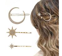 QKEPCY Horquillas Luna Estrella Brillantes Accesorios Cabello Decorativos Pinzas Pelo Elegantes Sujetadores Peinado Mujer