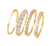 QKEPCY Juego de 4 Anillos de Oro con Circonitas para Mujer Anillos Apilables de Moda Anillos de Compromiso y Boda Joyería Elegante para Mujer Anillos Brillantes de Alta Calidad