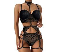 QKEPCY Lingerie Sexy Mujer Eróticos Conjunto Encaje Transparente Lenceria Hot Body Sujetador Push up Tirantes Ajustables Ropa Interior Picardias Camisones Sexys Diseño Elegante Lencería Erótica