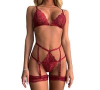 QKEPCY Lingerie Sexy Mujer Eróticos Conjunto Triangular de Encaje Lenceria Hot Picardias Transparente Ropa Interior Body Camisones Sexys Lencería Erótica