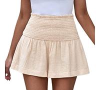 QKEPCY Mujer Pantalones Cortos PantalóN Corto Mujer Casual Verano Algodon Shorts EláSticos Cintura Suelto Cortos para Correr En La Playa (Albaricoque L)