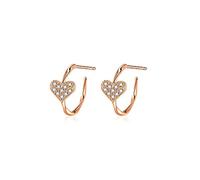 QKEPCY Pendientes Aro Corazón Brillante Plata Cristales Circonita Cubica Joya Elegante Mujer