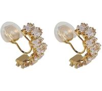 QKEPCY Pendientes Clip Semicírculo Cristales Brillantes Aretes Elegantes Joyas Mujer Accesorios Dorados Adornos Femeninos Complementos Bonitos (Oro)