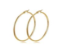 QKEPCY Pendientes De Aro Dorados Grandes Para Mujer Joyería Elegante Y Versátil Accesorios De Moda Pendientes De Oro Para Ocasiones Especiales (Oro/60MM)