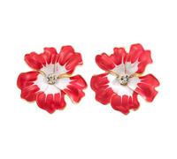 QKEPCY Pendientes De Flor Esmalte Amarillo Y Blanco Con Cristal Central Pendientes De Botón Para Mujer Accesorio Elegante Y Delicado Para El Día A Día O Eventos Especiales (Rosa)