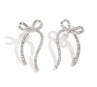 Qkepcy Pendientes De Lazo Con Cristales Brillantes Para Mujer Joyería Elegante Y Sofisticada Accesorio De Moda Para Ocasiones Especiales Diseño Exclusivo Y Atractivo Set De 2 Piezas Plata