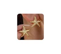 QKEPCY Pendientes Estrella de Mar Pendientes Bohemios Oceánicos Oro 14K Chapado Hipoalergénicos Dorados Joyería de Playa para Fiestas Banquetes Viajes (B)