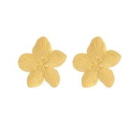 QKEPCY Pendientes Flor Grande Texturizados Joyas Elegantes Accesorios Mujer Aretes Botón Naturales Complementos Femeninos (Oro)