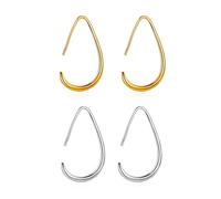 QKEPCY Pendientes Forma Gota Minimalistas Aros Curvos Elegantes Joyas Femeninas Accesorios Brillantes Estilo Contemporáneo Tamaño 3cm