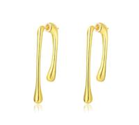 QKEPCY Pendientes Geométricos Minimalistas Asimétricos Lágrima Plata Elegantes Aretes Mujer Joyería Contemporánea (Oro 1)