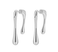 QKEPCY Pendientes Geométricos Minimalistas Asimétricos Lágrima Plata Elegantes Aretes Mujer Joyería Contemporánea (Plata 1)