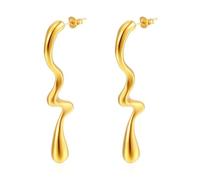 QKEPCY Pendientes Geométricos Minimalistas Asimétricos Lágrima Plata Elegantes Aretes Mujer Joyería Contemporánea (Oro 2)