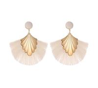 QKEPCY Pendientes Mujer de Borla Larga en Forma de Abanico Estilo Multicolor Bohemio Vintage Bañados en Oro Hipoalergénicos Regalos Joyas Joyeria Fiesta para Mujeres Niñas
