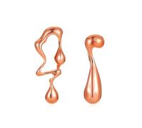 QKEPCY Pendientes Mujer de Gota de Agua, Pendientes Asimétricos de Gota, Diseño Líquido e Irregular, Estilo Retro y Exagerado, Largos para Mujer Regalos de Joyería(Oro rosa)