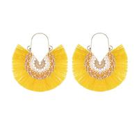 QKEPCY Pendientes Mujer Festón Borla Multicolor Exagerada Pendientes de Metal Bañados en Oro Hipoalergénicos Boda Regalos Joyas Joyeria Fiesta para Mujeres Niñas