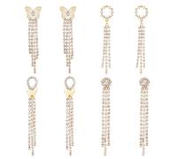 QKEPCY Pendientes Mujer Largos Brillantes con Borla de Strass Pendientes Mariposa Hembra Acero Inoxidable Hipoalergénicos Regalos Joyas Joyeria Fiesta para Mujeres Niñas