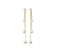 QKEPCY Pendientes Mujer Perla Plata 925 Chapado en Oro Elegantes Blancas Largos Hipoalergénicos Minimalistas Joyería Regalos Para Mujeres Niñas Madre
