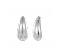 QKEPCY Pendientes para Mujer Gota Ovalada Metálicos Brillantes Vintage Pendientes Elegantes de Metal Acabado Espejo para Fiesta(Plata)