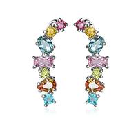 QKEPCY Pendientes Trepadores Cristales Multicolores Brillantes Arcoíris Joyas Elegantes Mujer Accesorios Lujo Estilo Único