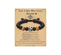 QKEPCY Pulsera con Cuentas Ojo Tigre Fútbol para Chicos con Energía Natural para Días de Partido y Uso Diario Adecuada para Aficionados Masculinos