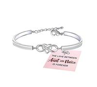 QKEPCY Pulsera Mujer Infinito Amor Pulseras de Zirconia Circonita Cúbica Corazón Ajustable Pulsera Joyería Regalos Cumpleaño para Madre Novia Esposa (Plata)