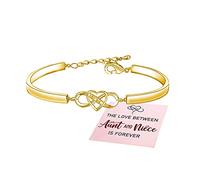 QKEPCY Pulsera Mujer Infinito Amor Pulseras de Zirconia Circonita Cúbica Corazón Ajustable Pulsera Joyería Regalos Cumpleaño para Madre Novia Esposa (Oro)