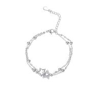 QKEPCY Pulsera Mujer Plata Elegante con Corazones y Estrellas Joyería de Moda para Regalos Originales Ideal para Graduación y Profesora Infantil(Type B)
