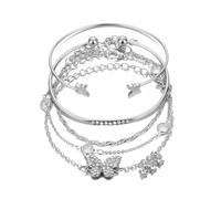 QKEPCY Pulseras Mariposa Estrella Conjunto Brazaletes Cadena Cristales Ajustables Muñeca Joyería Femenina