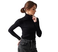 QKEPCY Suéter Mujer de Cuello Alto de Las Mujeres Otoño Invierno de Color Sólido Jersey de Punto Femenino Casual Manga Larga Básico de Fondo Tops