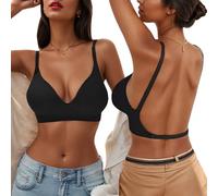 QKEPCY Sujetador Push Up Espalda Descubierta para Mujer - Cómodo Sin Espalda Con Multi-Wear Tirantes Regulables - Bralette Escote V Profundo Sexy