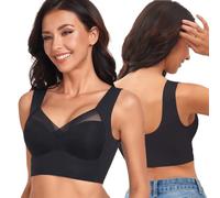 QKEPCY Sujetadores Mujer sin Aros Push up Cómodo Sujetador Forma V Tirantes Anchos Transpirable Efecto Reductor Soporte Completo Diseño Ergonómico Ropa Interior Diaria