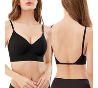 QKEPCY Sujetadores sin Aros Mujer Push Up sin Costuras con Relleno Bralette Sujetador Básico Multi-Wear Tirantes Regulables (S)