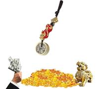 Qklovni FengShui Pi Xiu Monedas Llavero, Vintage Pixiu Feng Shui Cinco Monedas Emperador Llavero Colgante Llavero, Monedas Chinas Feng Shui Riqueza y Buena Suerte Llavero, rosso, Talla única