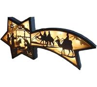 Qklovni Lámpara de Navidad con forma de estrella, adornos de Navidad de madera LED, lámpara de escritorio en forma de estrella, decoración de Navidad 3D, bonita decoración de escritorio, estantes y