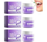 Qklovni Polvo blanqueador dental de 5 días, morado, 3 x 30 g, mineral natural, blanqueamiento y remineralización, sin sabor, uso adulto