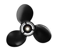 Qklyxr 174817/778773 Hélice fueraborda de aleación aluminio 9 1/4 X 11, for Johnson, for Evinrude, for OMC 8-15HP negro 3 palas 13 dientes estriados Reemplazo de hélice de barco