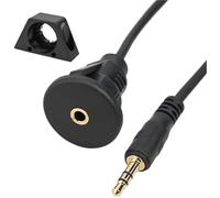 Qklyxr Cable adaptador de radio del mercado de acc Montaje Empotrado para Tablero de Instrumentos Automóvil 3,5 Mm, para Auxiliar, para Cable Extensión para Audio, Panel Abs Negro 100 Cm