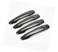 Qklyxr for NISSAN, for Micra, Marzo de 2017 2018 2019 2020 Pegatinas Ajuste la Cubierta manija Puerta del Coche Fibra Carbono Pieza de repuesto para manija de puerta(BLACK 4 Door 0 Buttons)