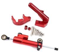 Qklyxr For VSETT, 10+ Scooter Eléctrico Nuevo Kit de Soporte Montaje Amortiguador Estabilizador Dirección Fibra Carbono Negro y Rojo Amortiguador de dirección para Patinete eléctrico(Black E)