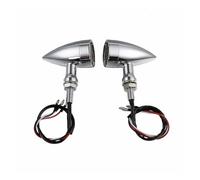 Qklyxr Luz de freno señal giro Mini tipo bala for motocicleta, 10 Mm, 12V, for Harley, Road King Sportster Chopper Bobber Cafe Racer Universal Luz intermitente de motocicleta(Chrome)